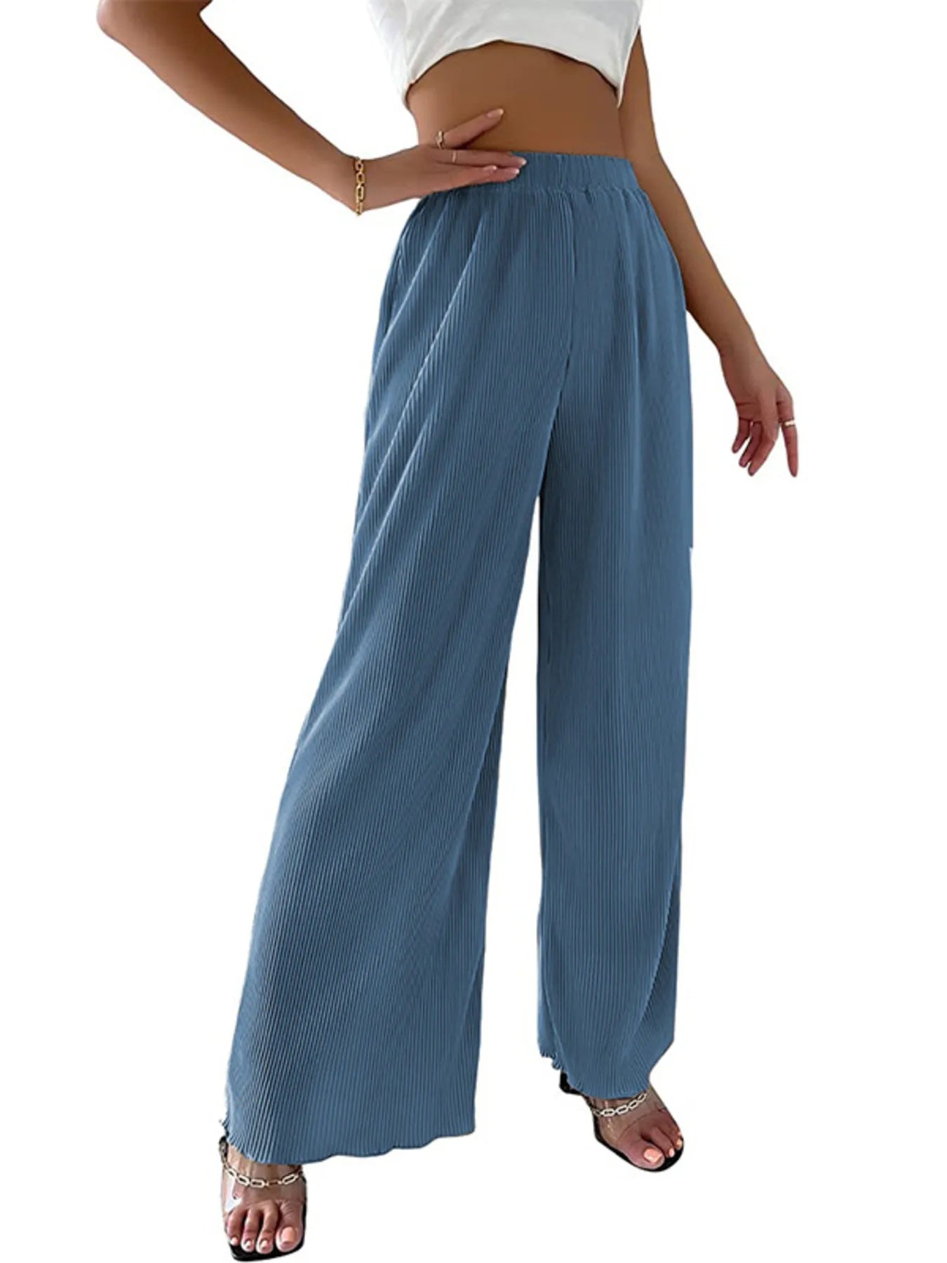 Full Size Elastic Waist Wide Leg Pants | Deb Shops