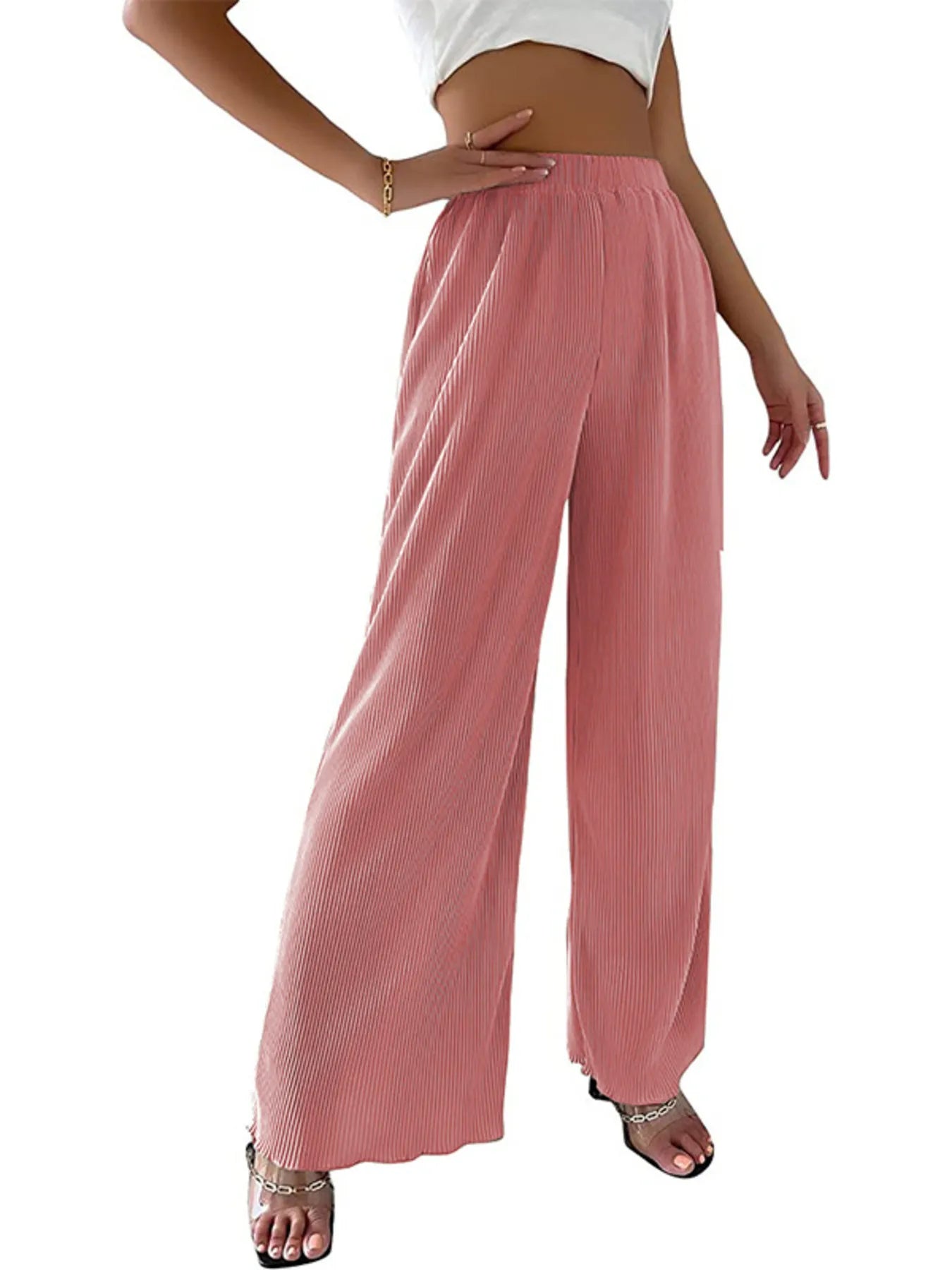 Full Size Elastic Waist Wide Leg Pants | Deb Shops