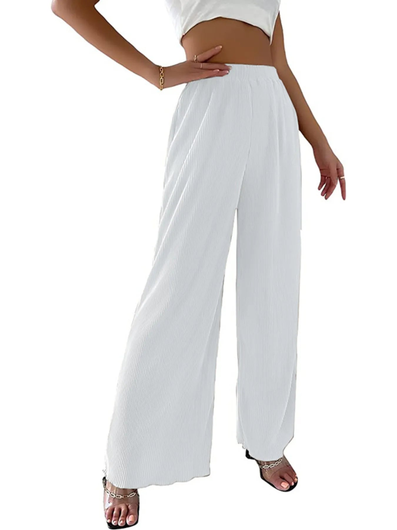 Full Size Elastic Waist Wide Leg Pants | Deb Shops