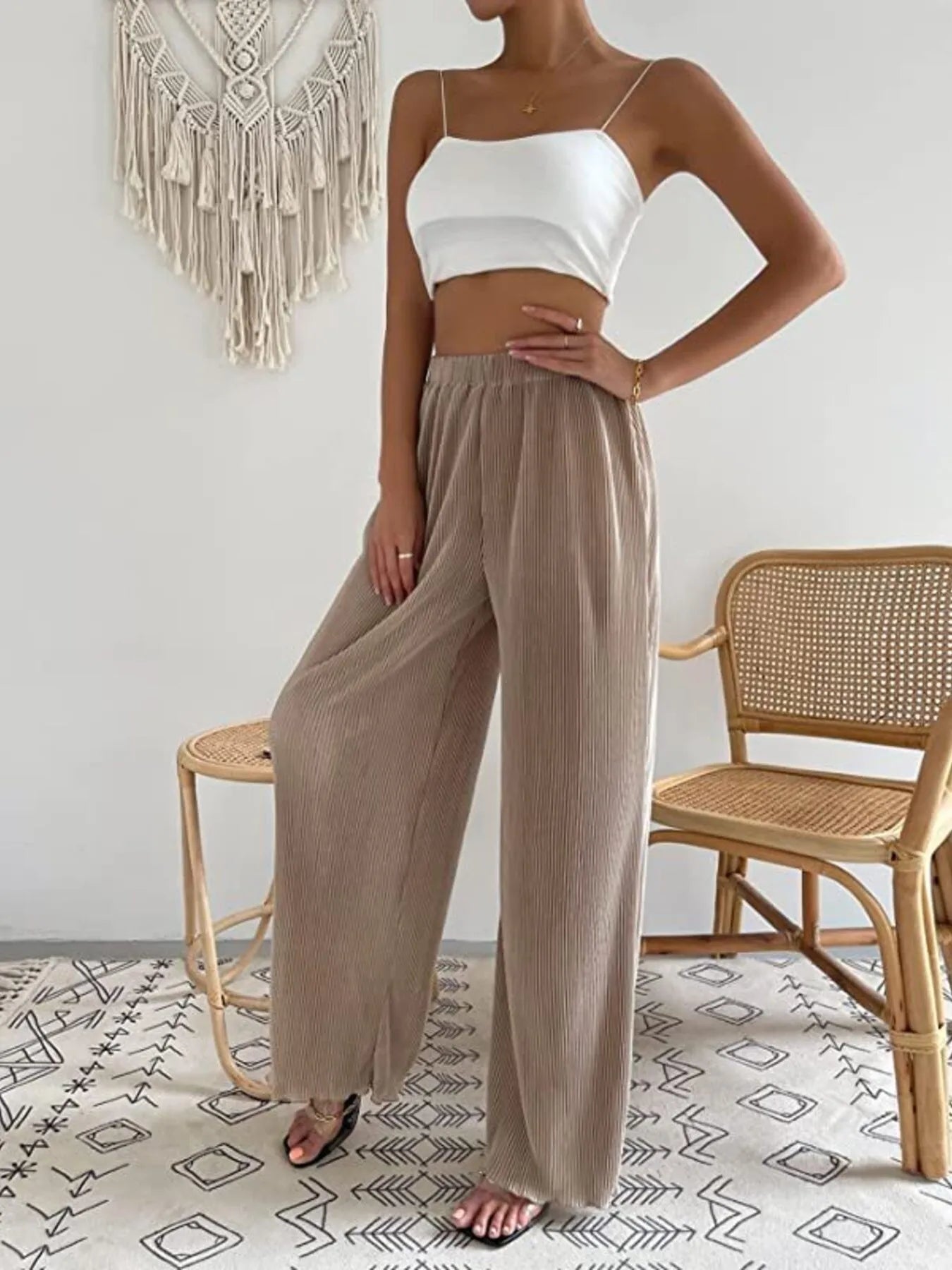 Full Size Elastic Waist Wide Leg Pants | Deb Shops