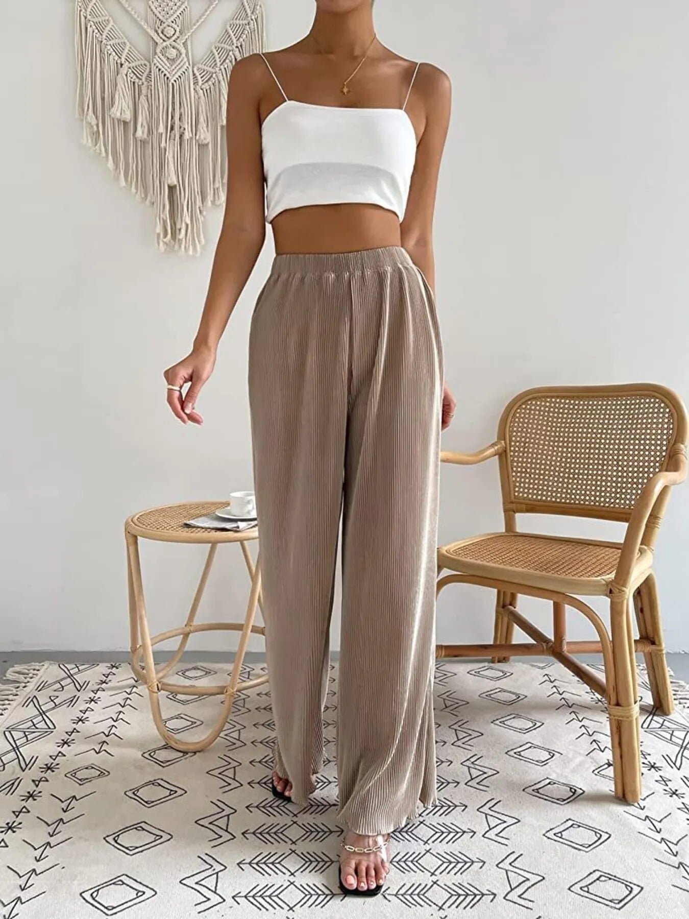 Full Size Elastic Waist Wide Leg Pants | Deb Shops