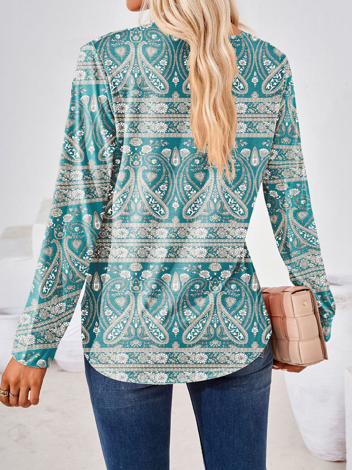 Full Size Square Neck Long Sleeve Blouse | Deb Shops