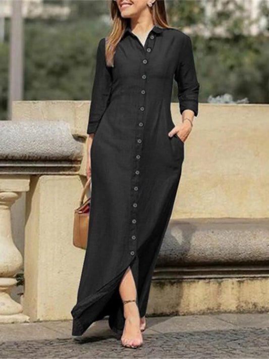 Button-Down Maxi Denim Dress | Deb Shops