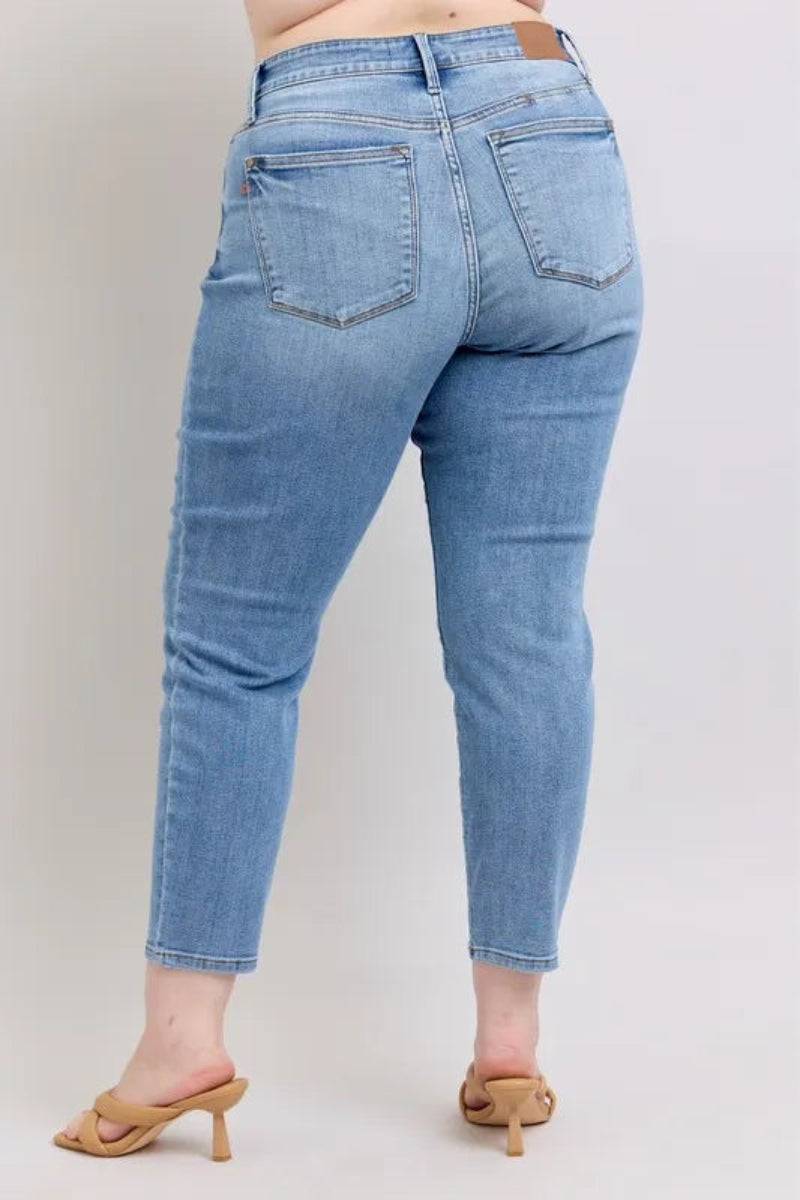 Mid Rise Wash Slim Jeans with Cell Phone Pocket Deb Shops