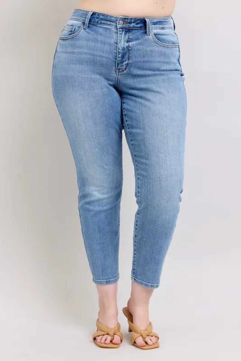 Mid Rise Wash Slim Jeans with Cell Phone Pocket Deb Shops