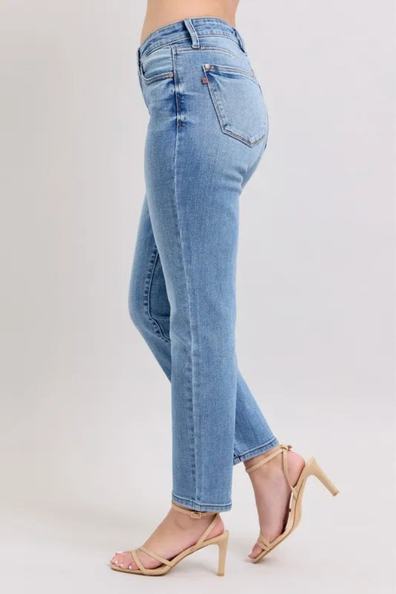 Mid Rise Wash Slim Jeans with Cell Phone Pocket Deb Shops