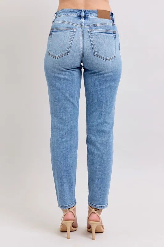 Mid Rise Wash Slim Jeans with Cell Phone Pocket Deb Shops