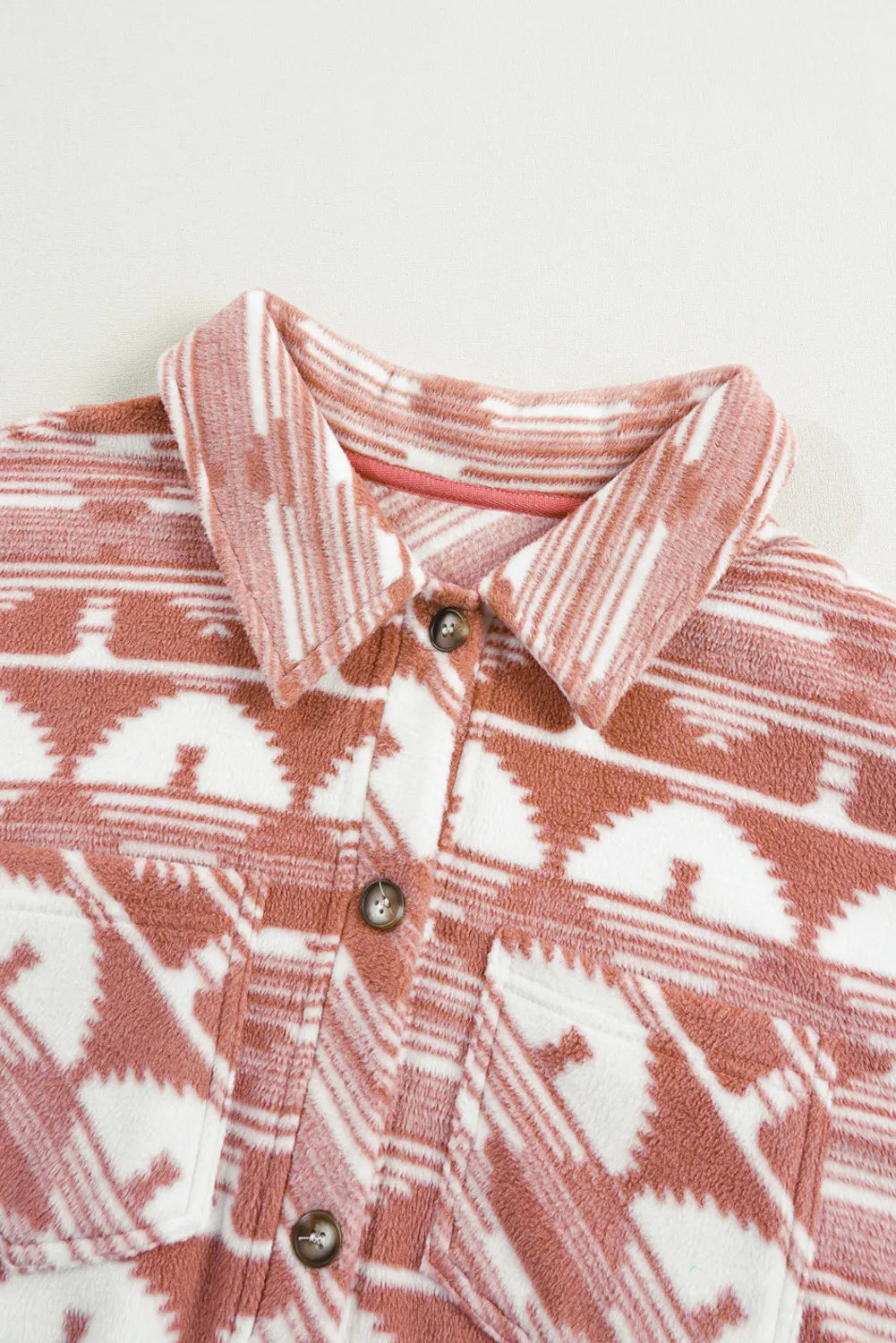 Pocketed Printed Collared Neck Jacket | Deb Shops