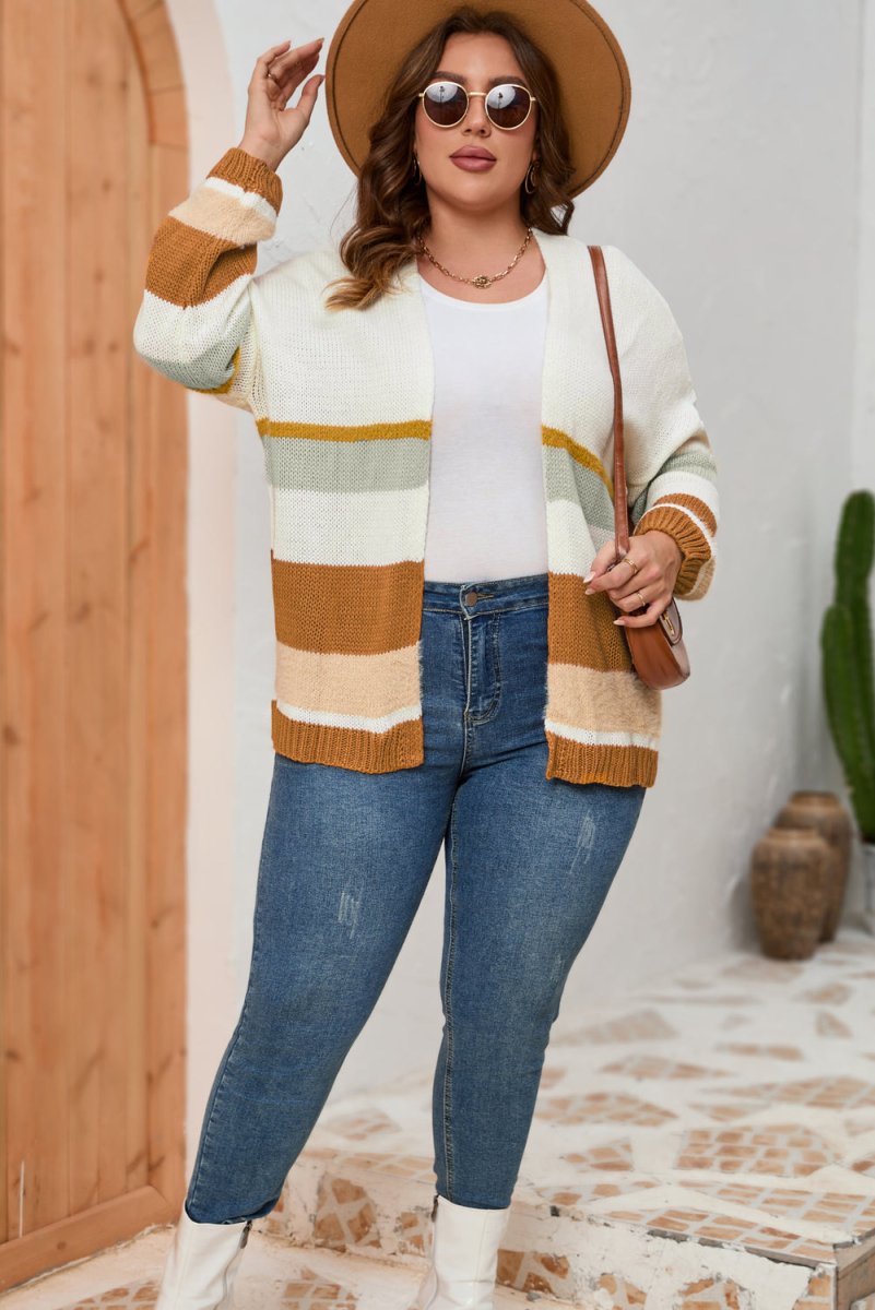 Color Block Long Sleeve Cardigan - Deb Shops