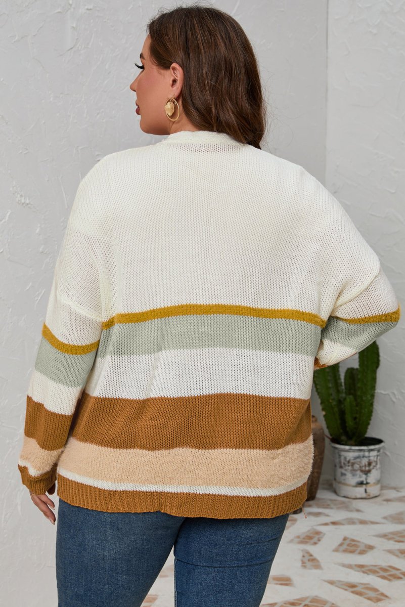 Color Block Long Sleeve Cardigan - Deb Shops