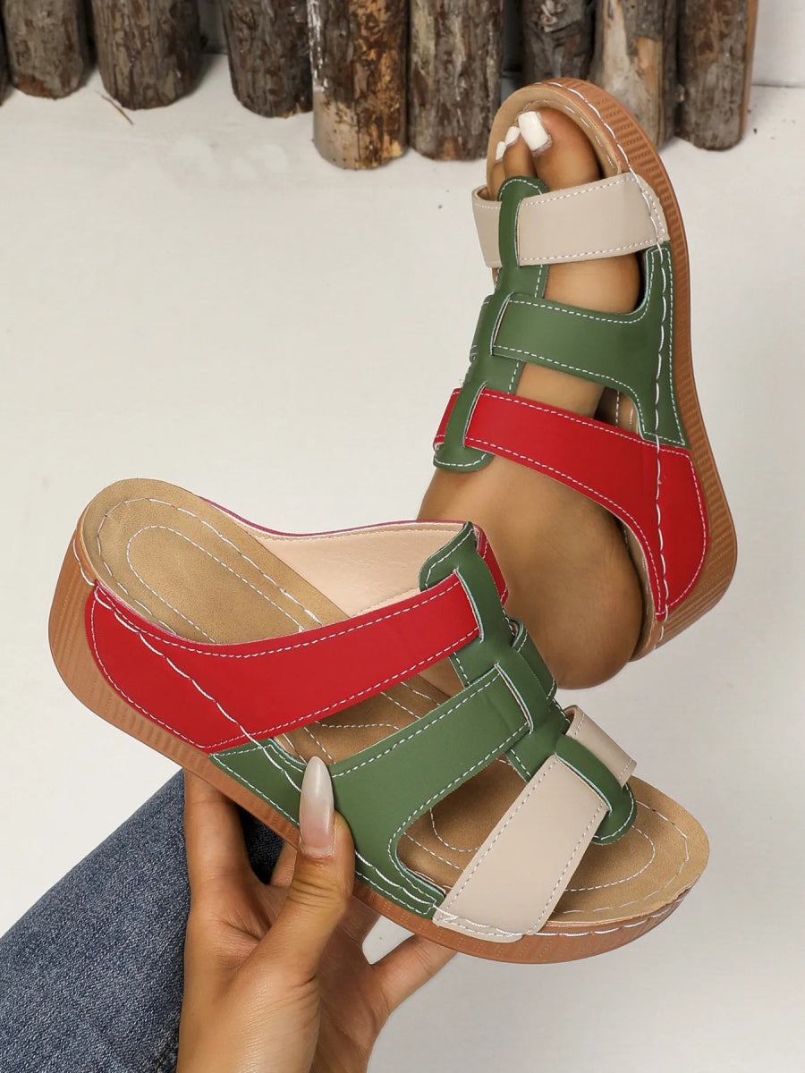 Contrast Cutout Open Toe Sandals - Deb Shops