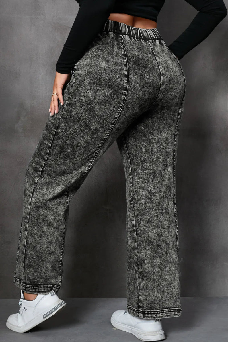 Drawstring Pocketed Straight Jeans - Deb Shops