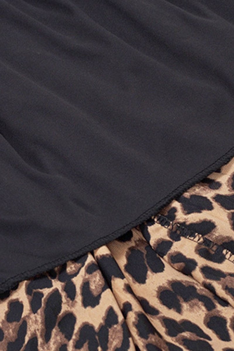 Plus Size Leopard Elastic Waist Midi Skirt - Deb Shops