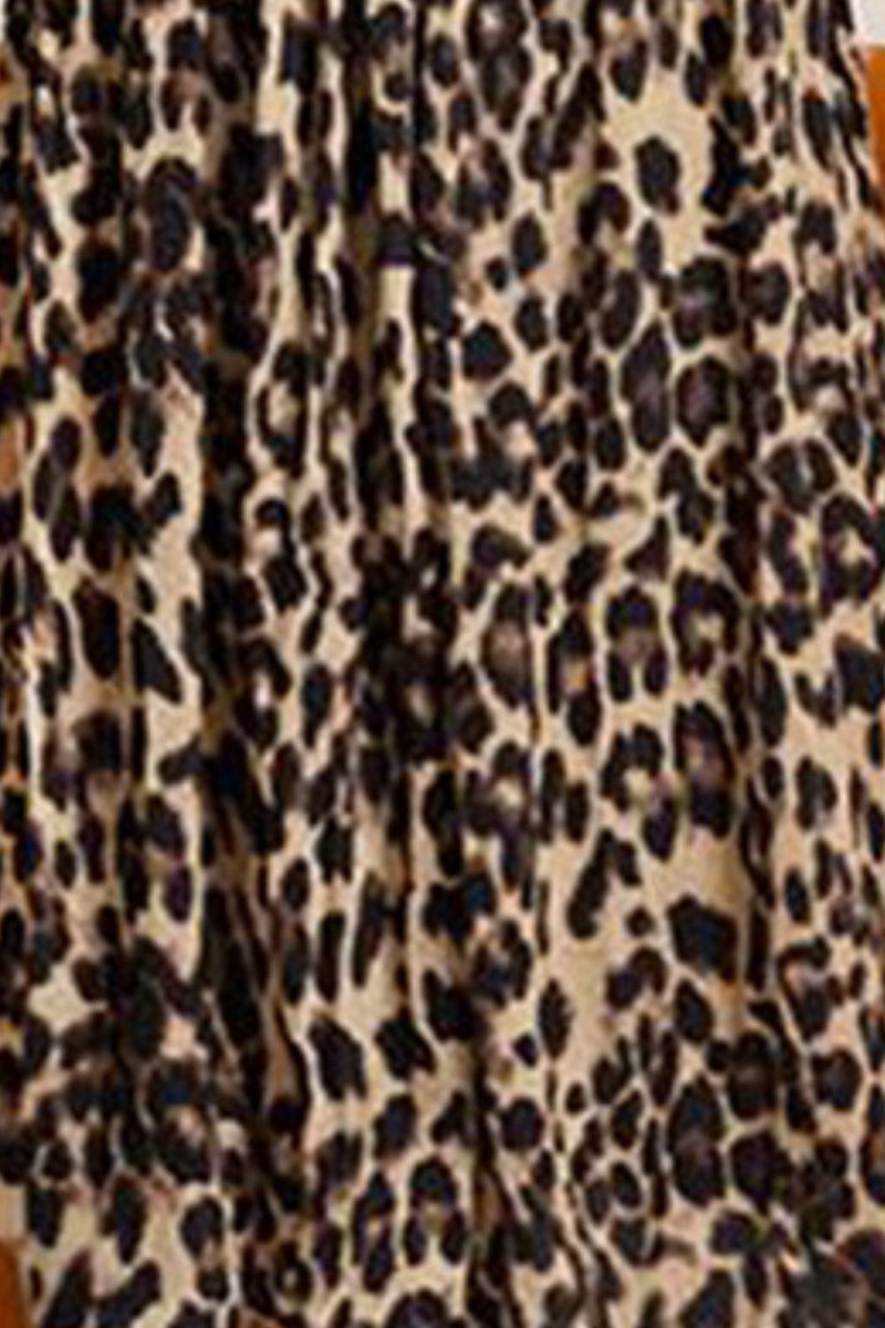 Plus Size Leopard Elastic Waist Midi Skirt - Deb Shops