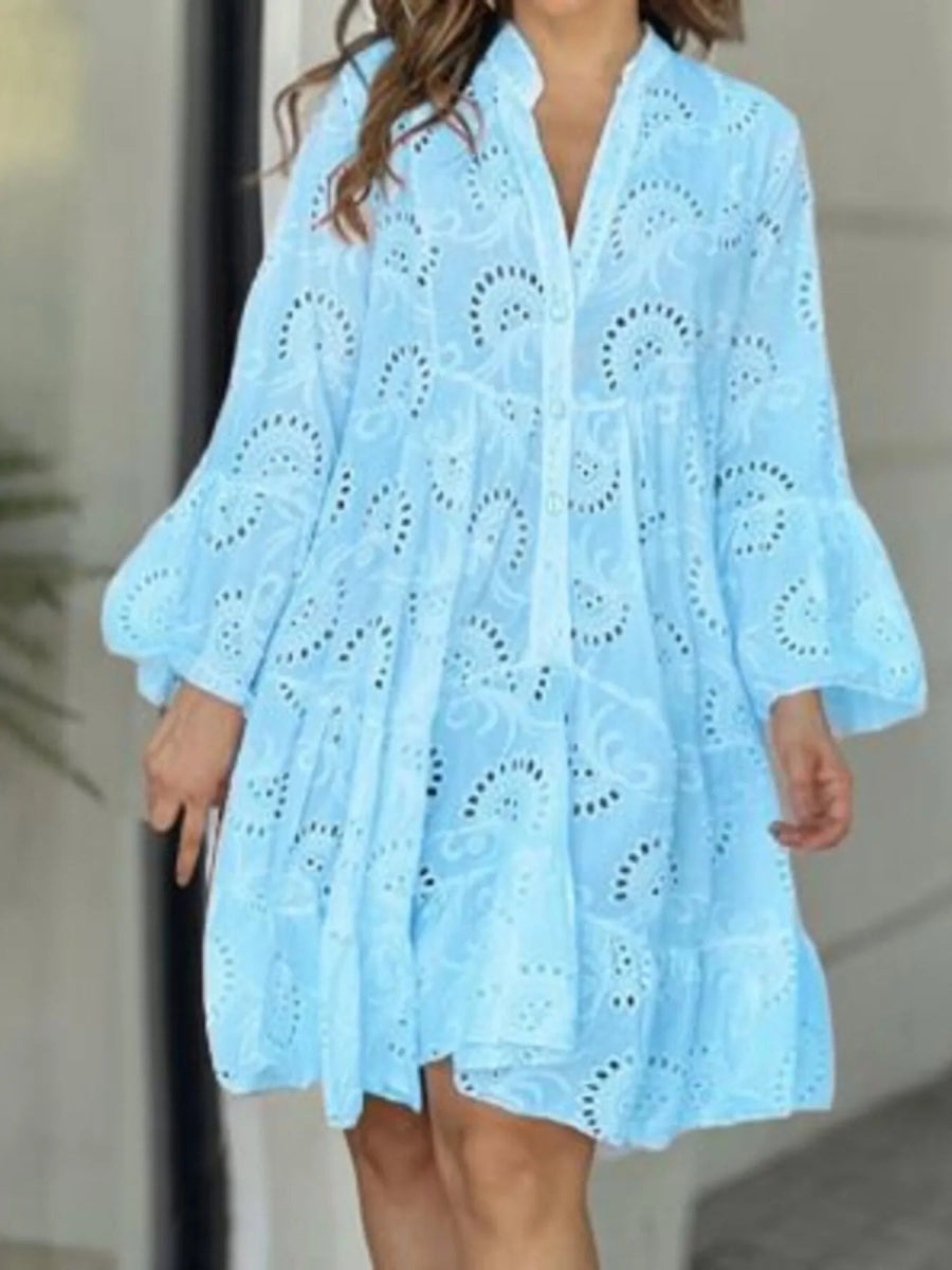 Eyelet Ruffled Hem Tiered Dress - Deb Shops