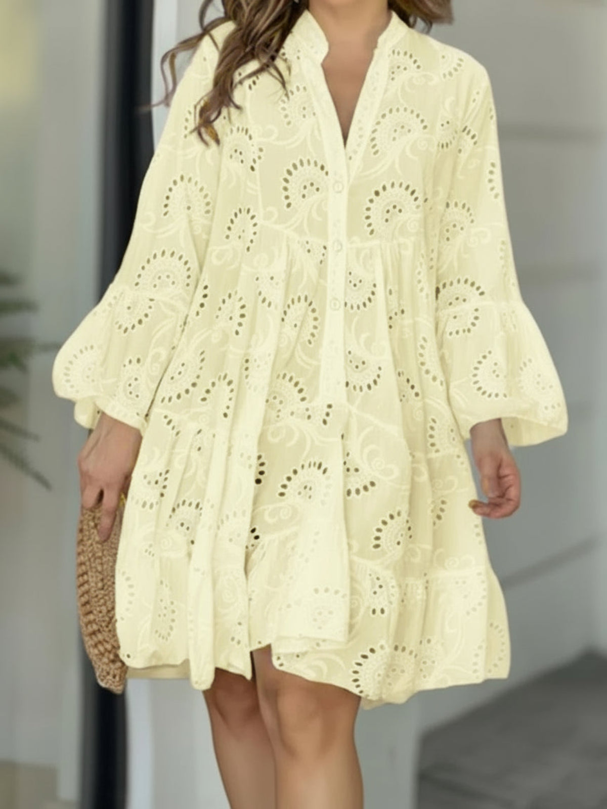 Eyelet Ruffled Hem Tiered Dress - Deb Shops