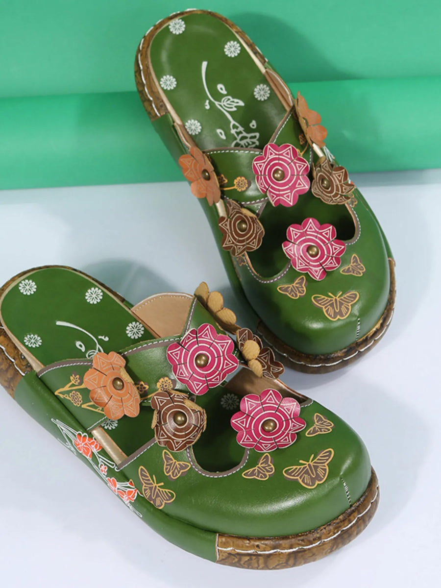 Floral Round Neck Sandals - Deb Shops