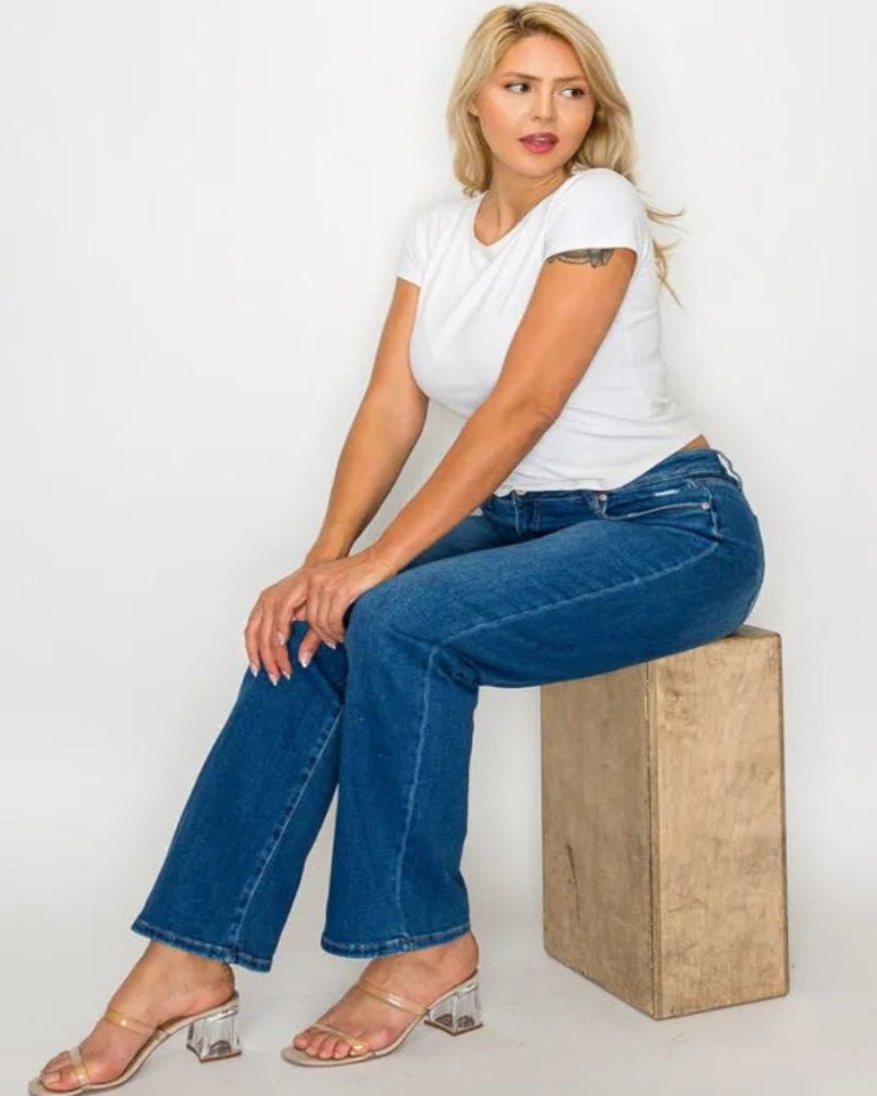 Full Size Cat's Whiskers High Rise Straight Jeans - Deb Shops