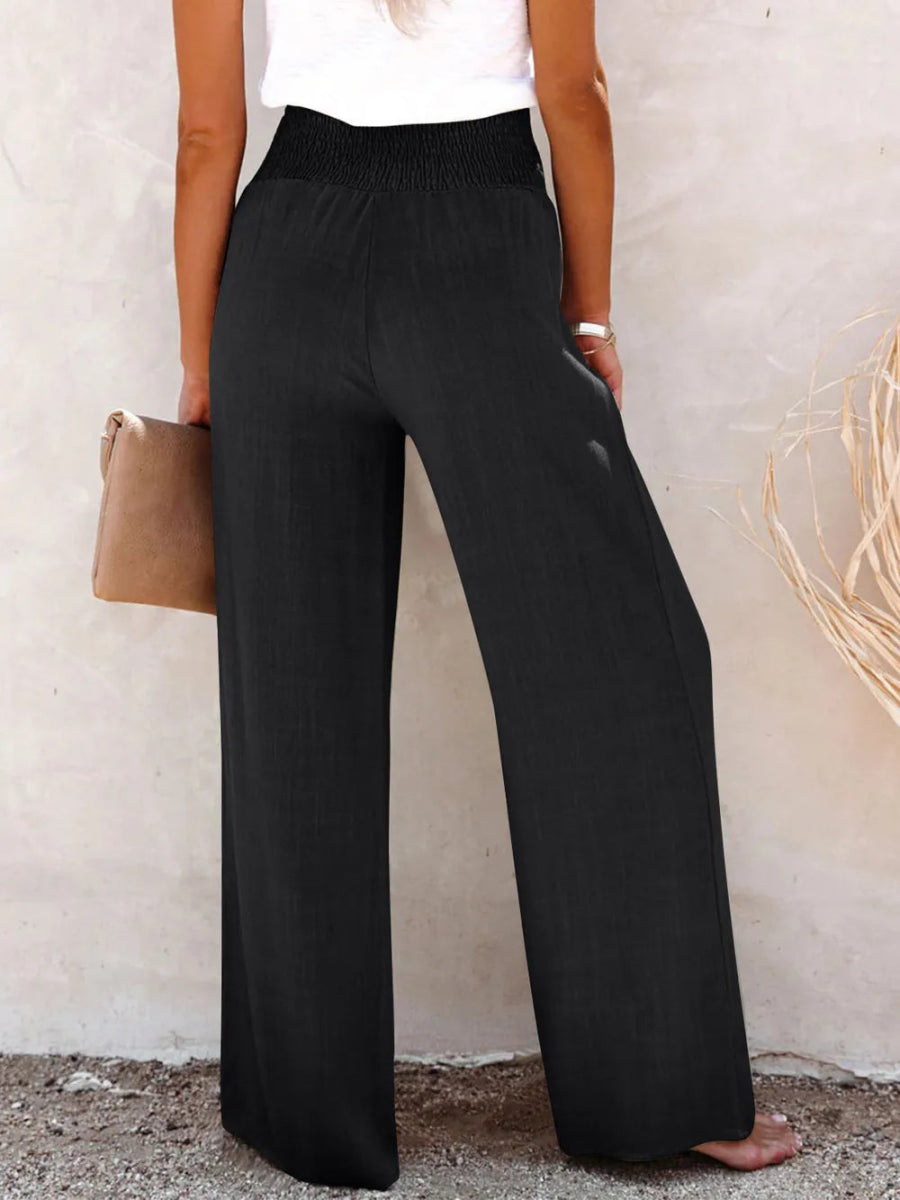 Full Size Decorative Button High Waist Pants - Deb Shops