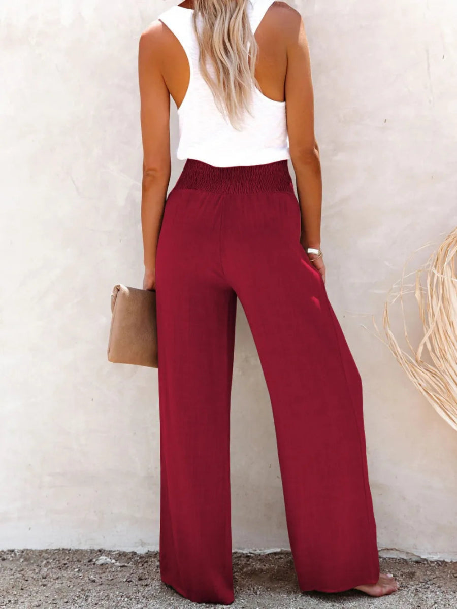 Full Size Decorative Button High Waist Pants - Deb Shops