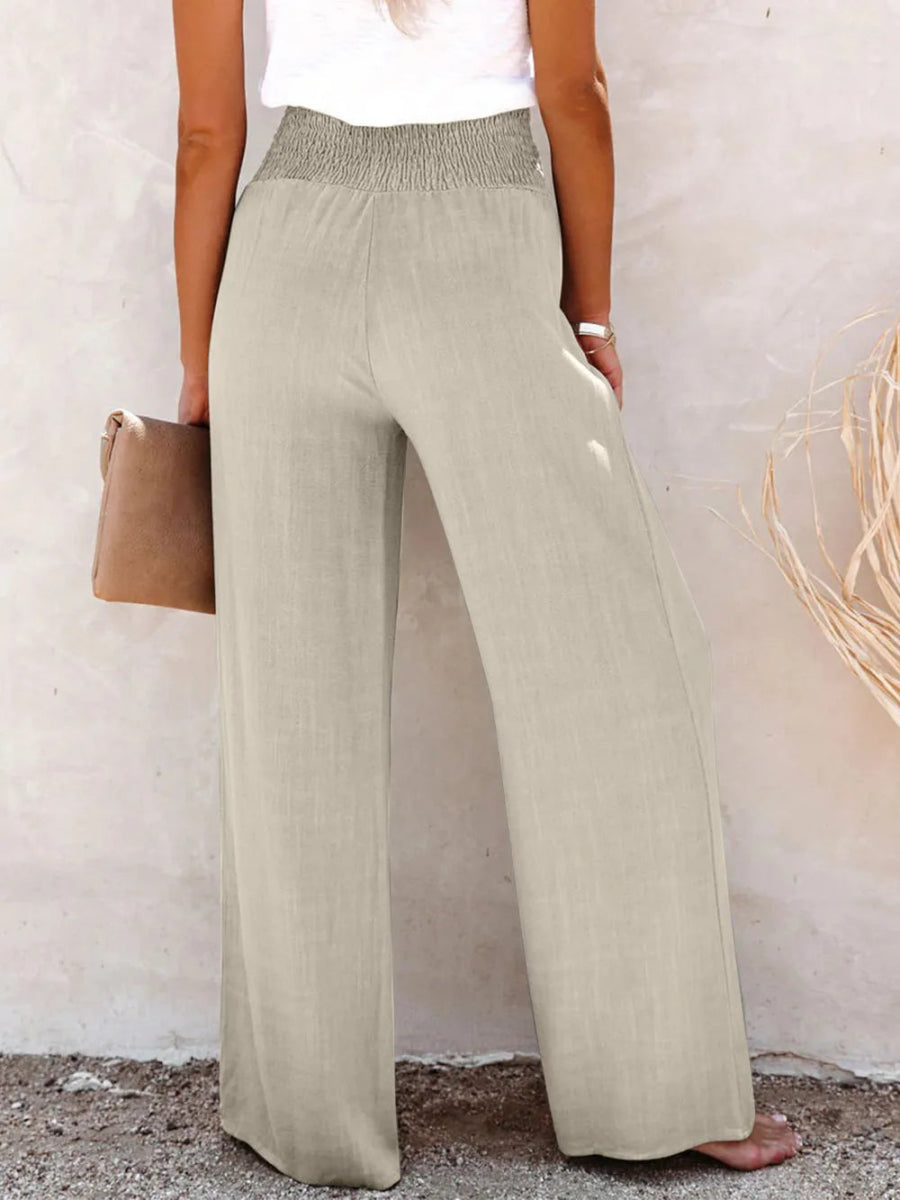 Full Size Decorative Button High Waist Pants - Deb Shops