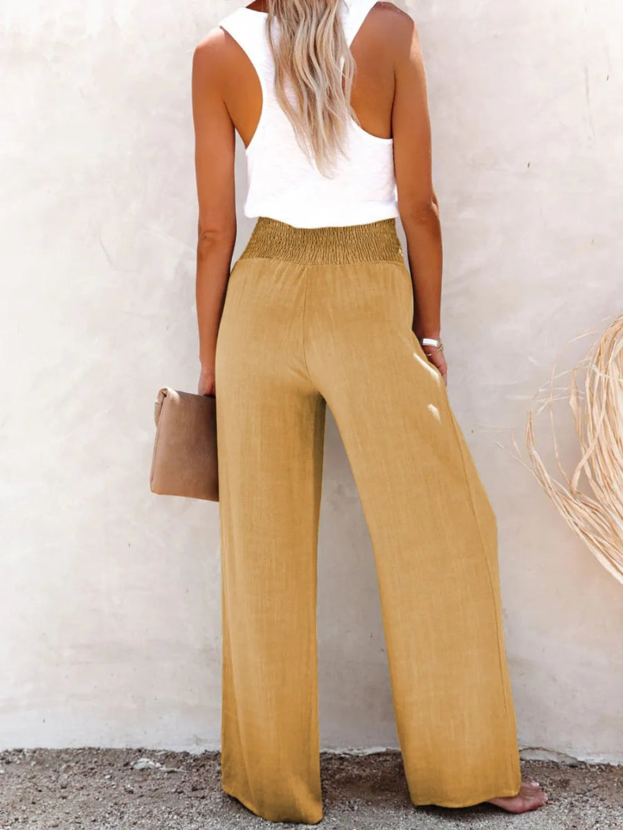 Full Size Decorative Button High Waist Pants - Deb Shops