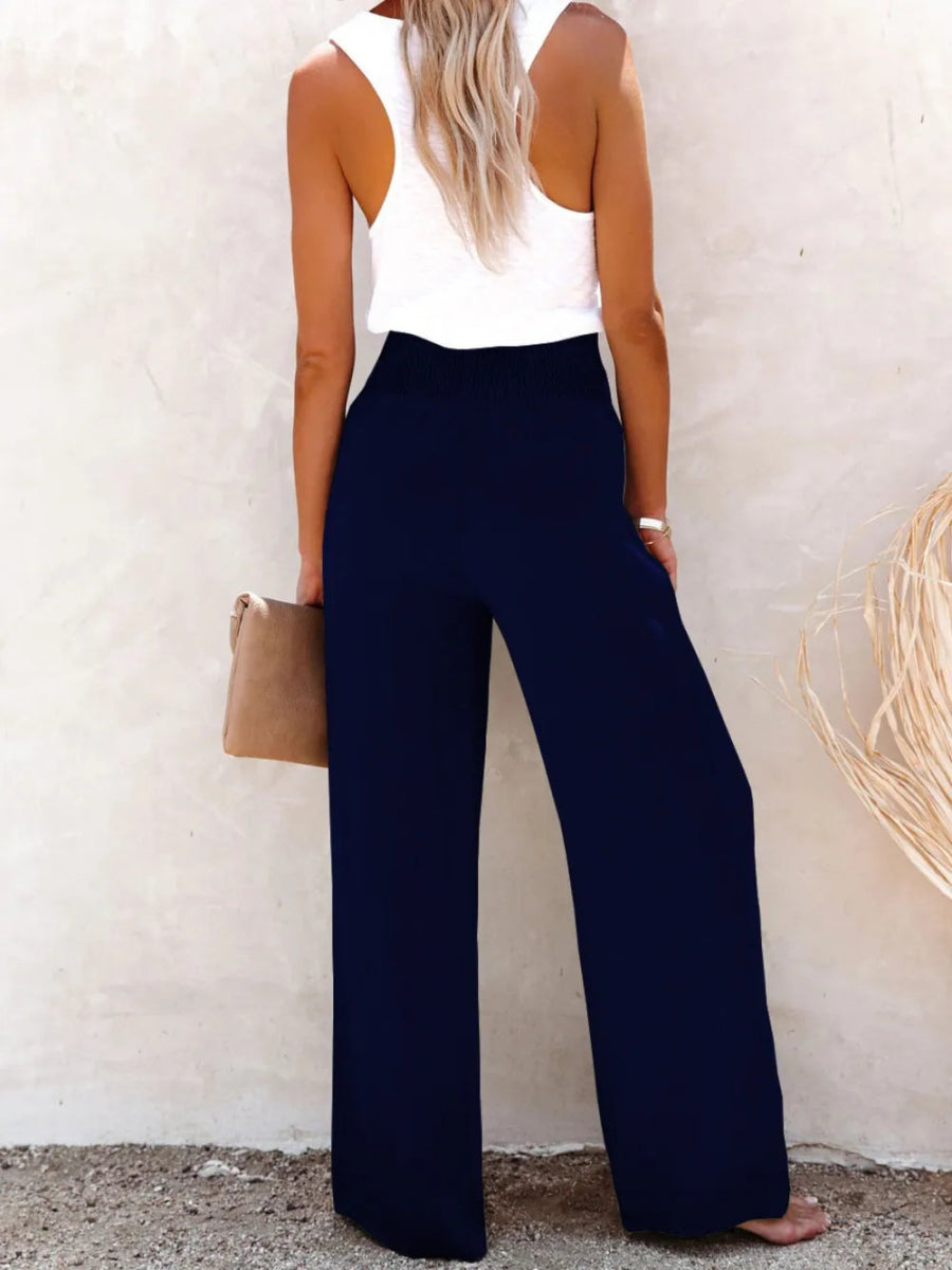 Full Size Decorative Button High Waist Pants - Deb Shops