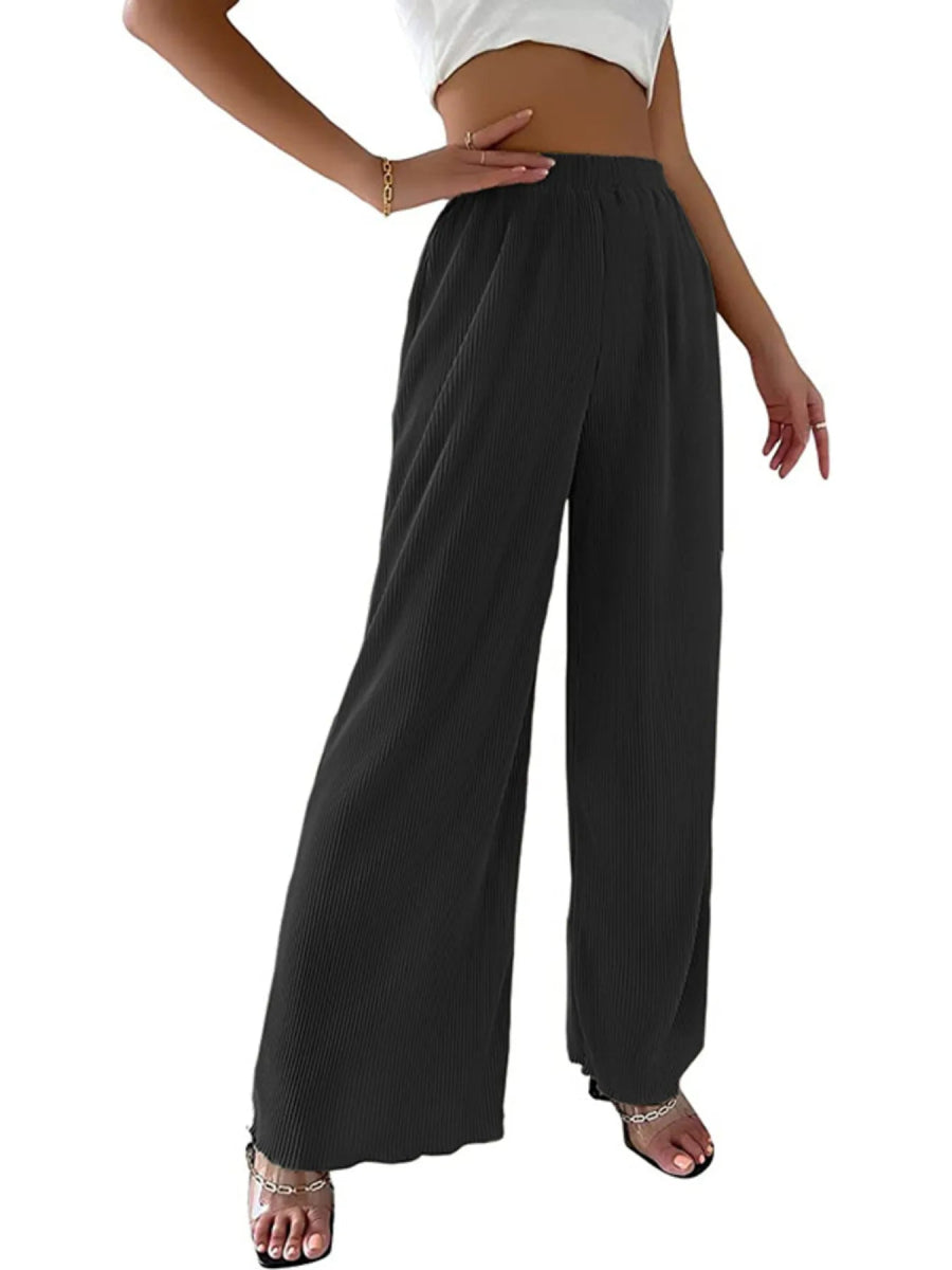Full Size Elastic Waist Wide Leg Pants - Deb Shops