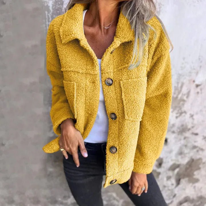 Full Size Fuzzy Button Up Drop Shoulder Jacket - Deb Shops