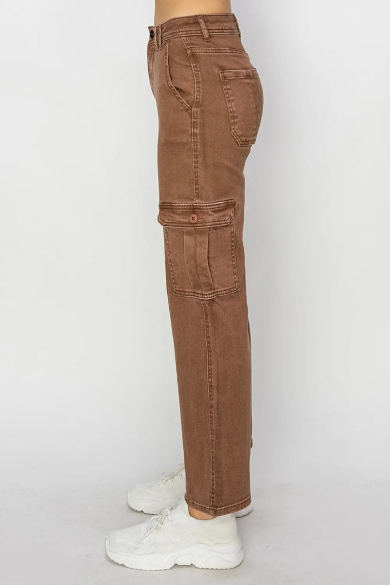 Full Size High Rise Cargo Jeans - Deb Shops
