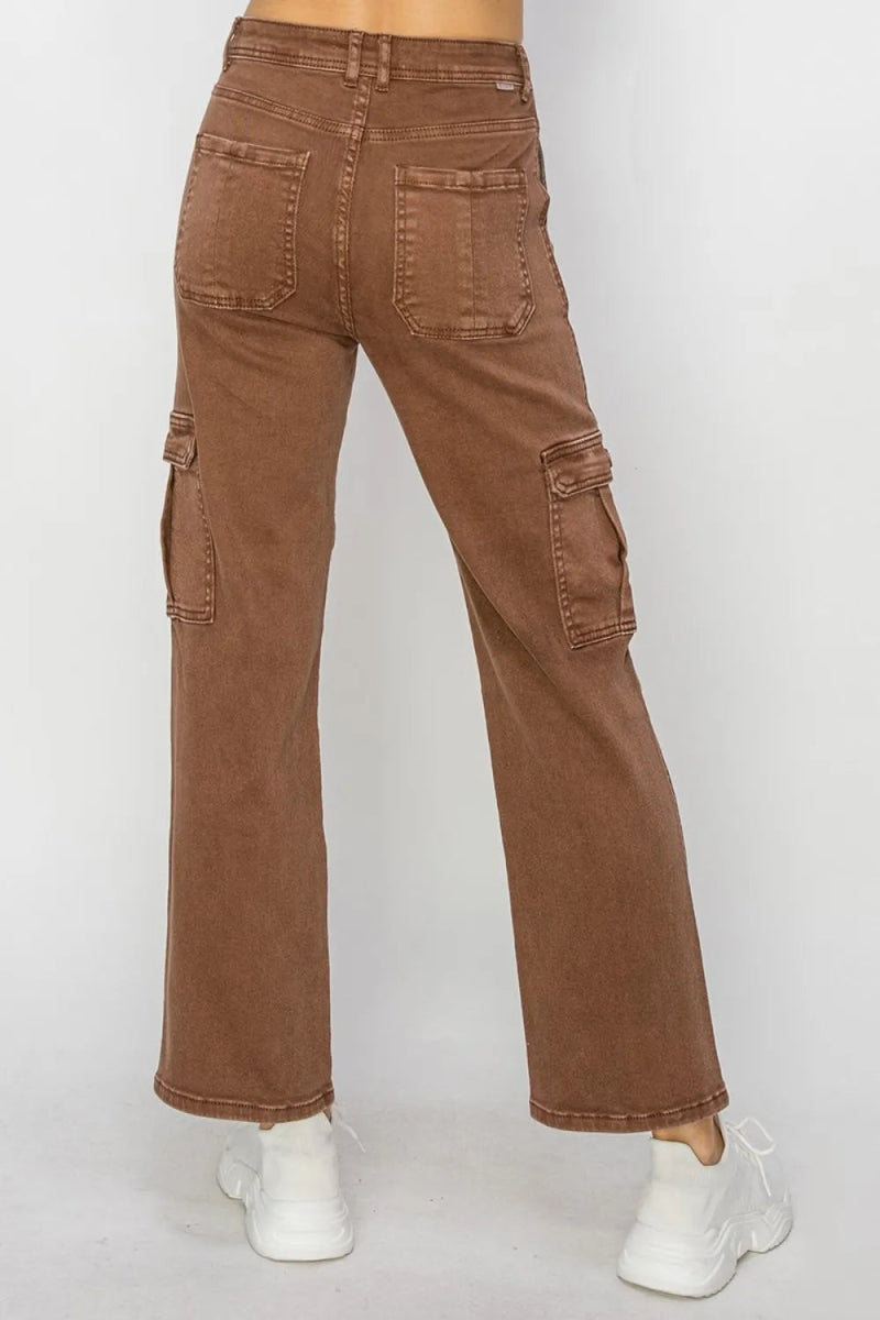 Full Size High Rise Cargo Jeans - Deb Shops
