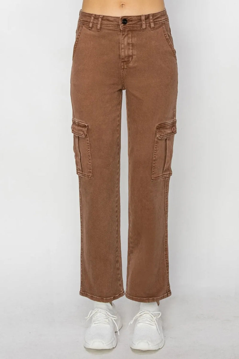 Full Size High Rise Cargo Jeans - Deb Shops