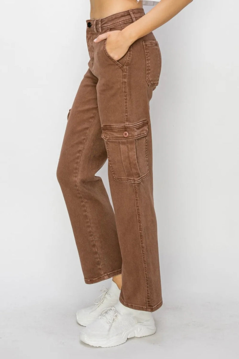 Full Size High Rise Cargo Jeans - Deb Shops