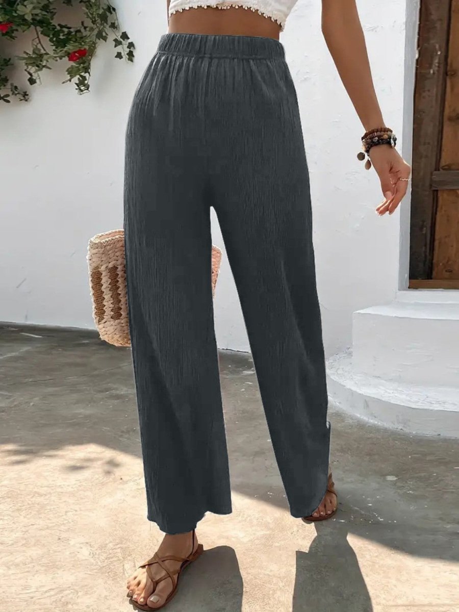 Full Size High Waist Wide Leg Pants - Deb Shops