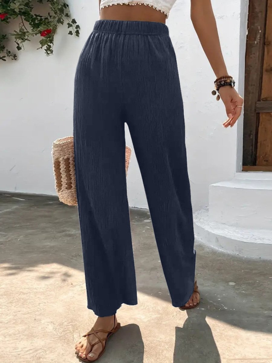 Full Size High Waist Wide Leg Pants - Deb Shops