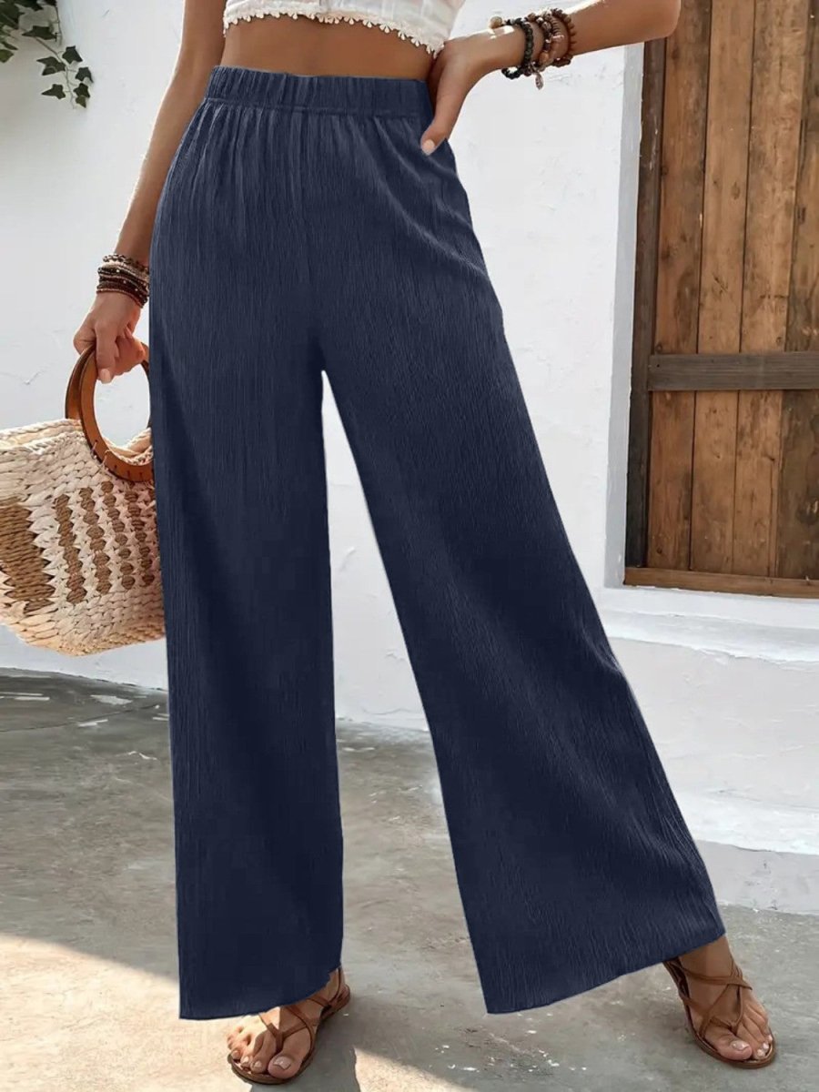 Full Size High Waist Wide Leg Pants - Deb Shops