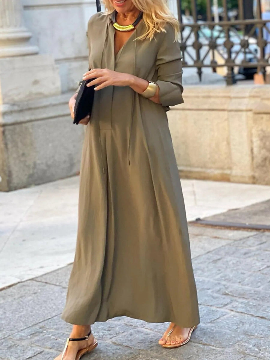 Full Size Solid Color Maxi Shirt Dress - Deb Shops