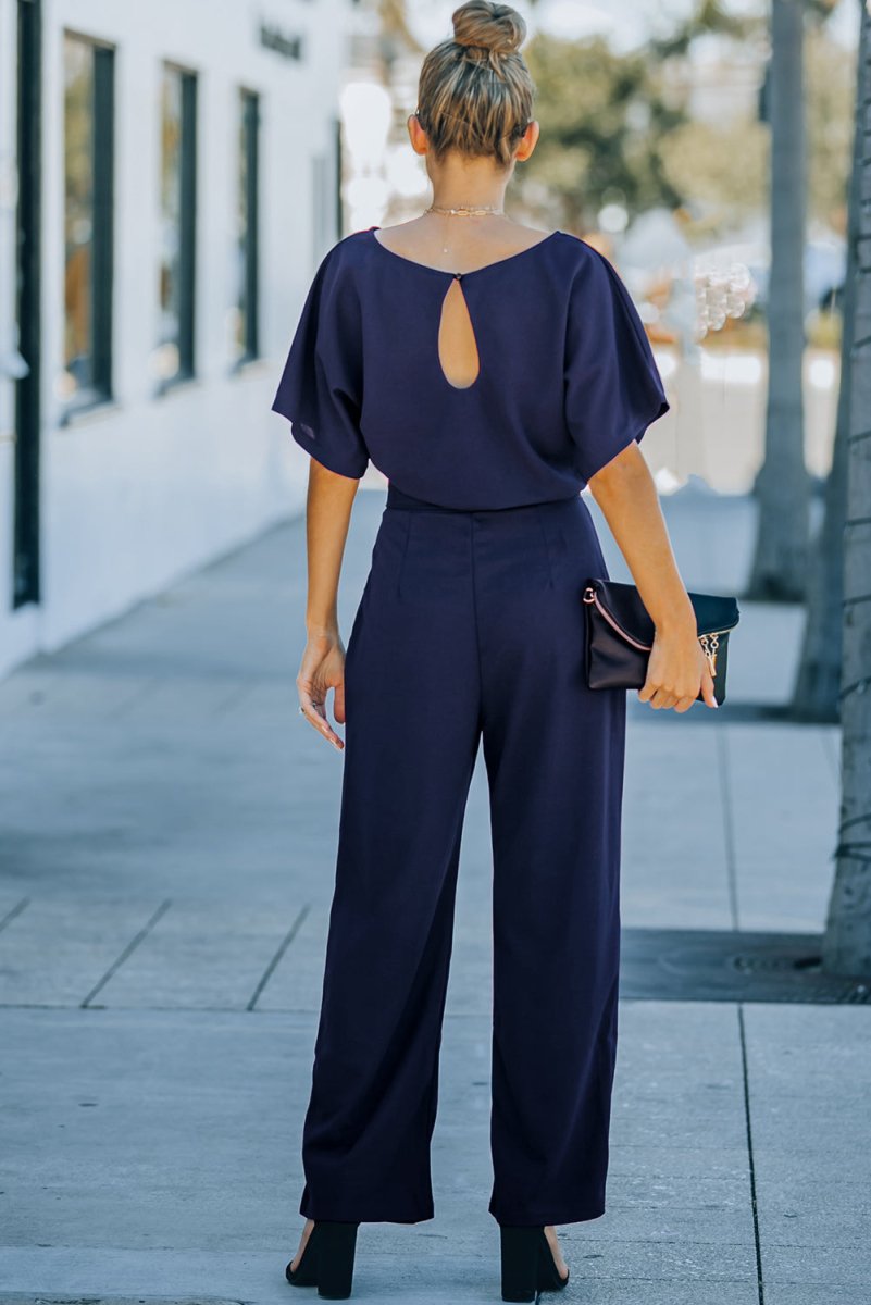 Full Size Tie Waist Straight Leg Jumpsuit - Deb Shops