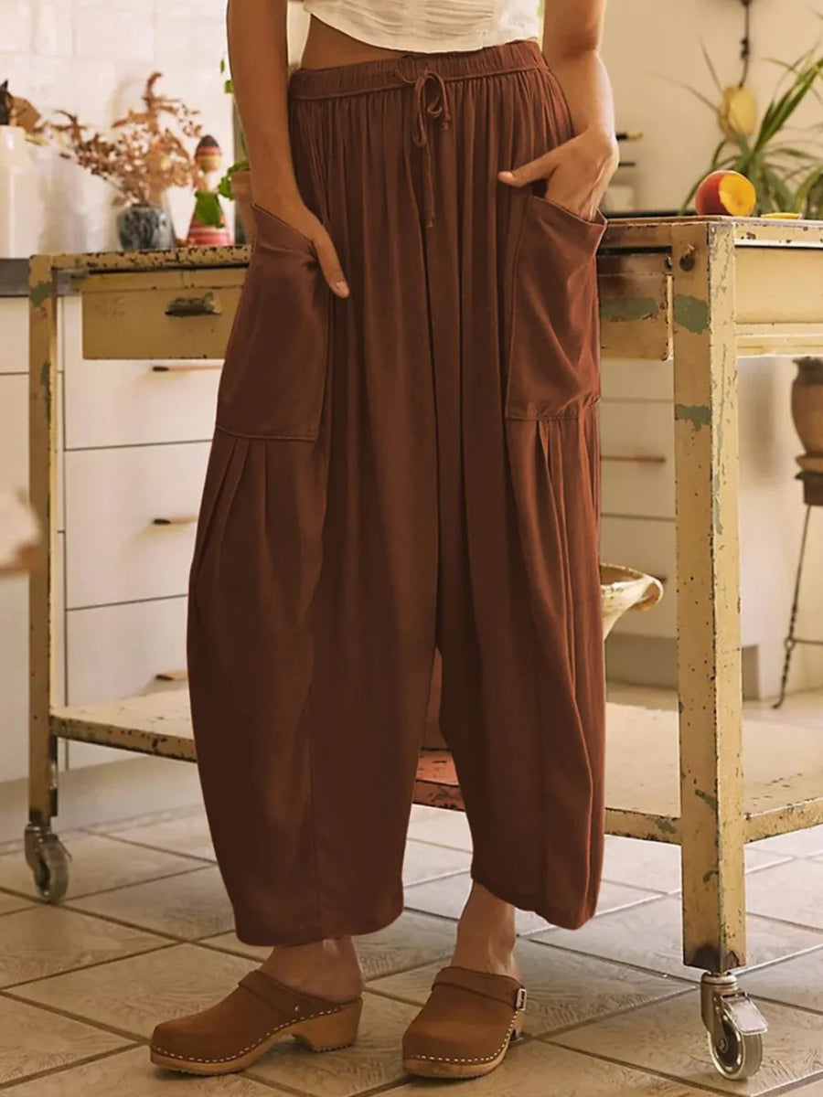 Stylish Wide Leg Pants with Pockets - Deb Shops