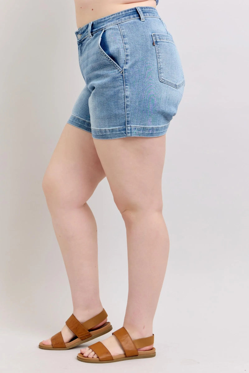 High Rise Denim Shorts - Deb Shops