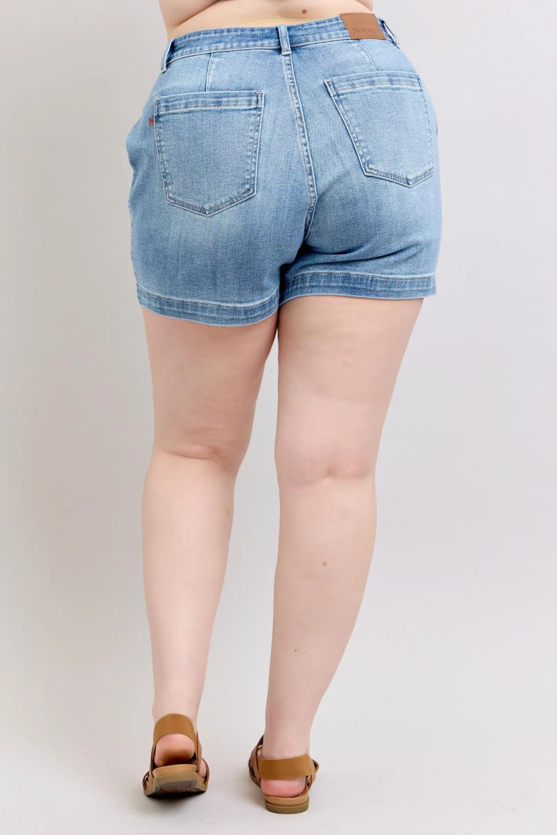 High Rise Denim Shorts - Deb Shops