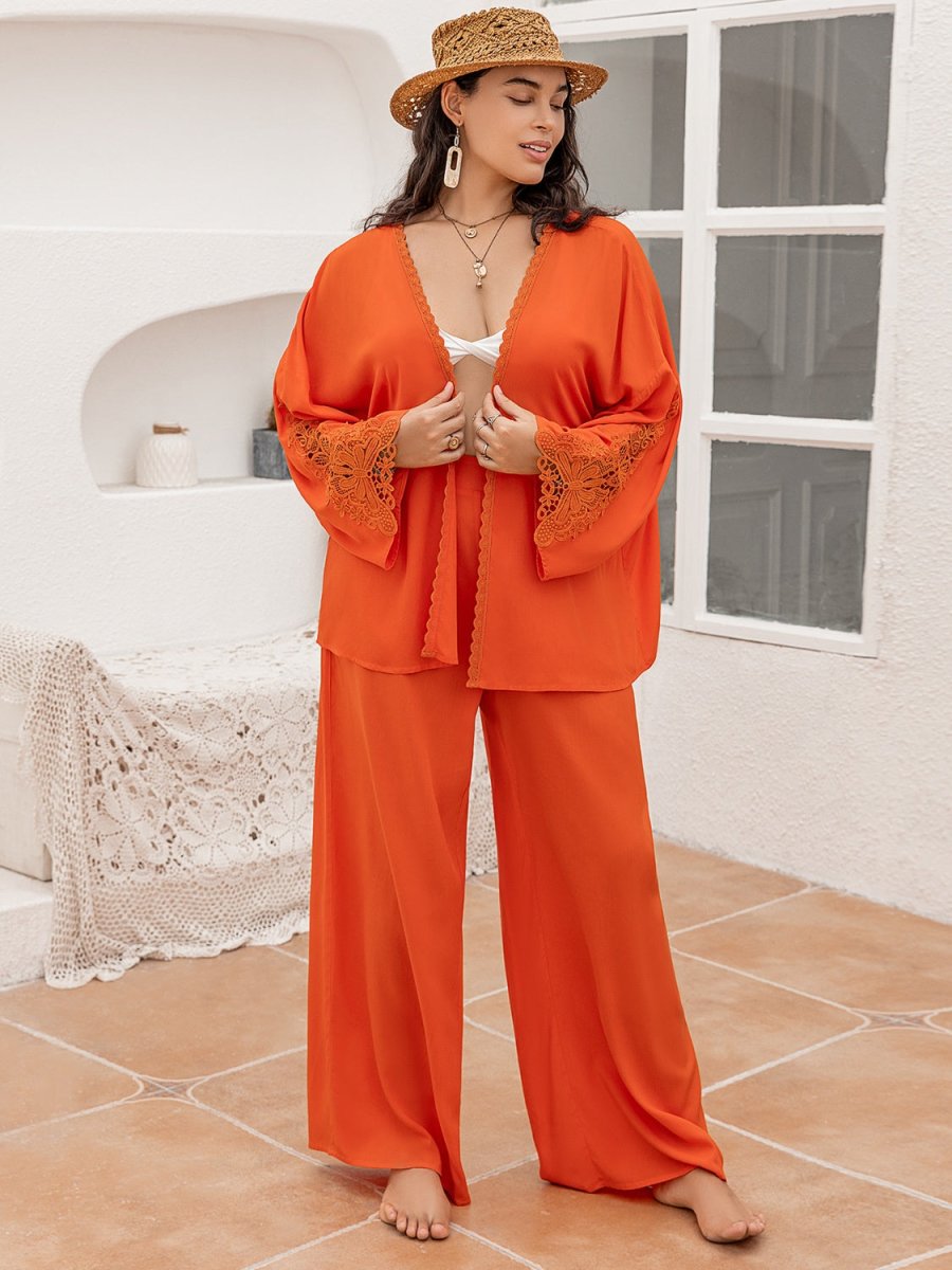 Lace Long Sleeve Top and Pants Set - Deb Shops