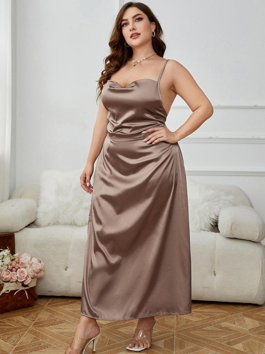 Lace - Up Spaghetti Strap Split Night Dress - Deb Shops