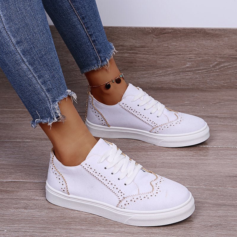 Lace - Up Suedette Flat Sneakers - Deb Shops