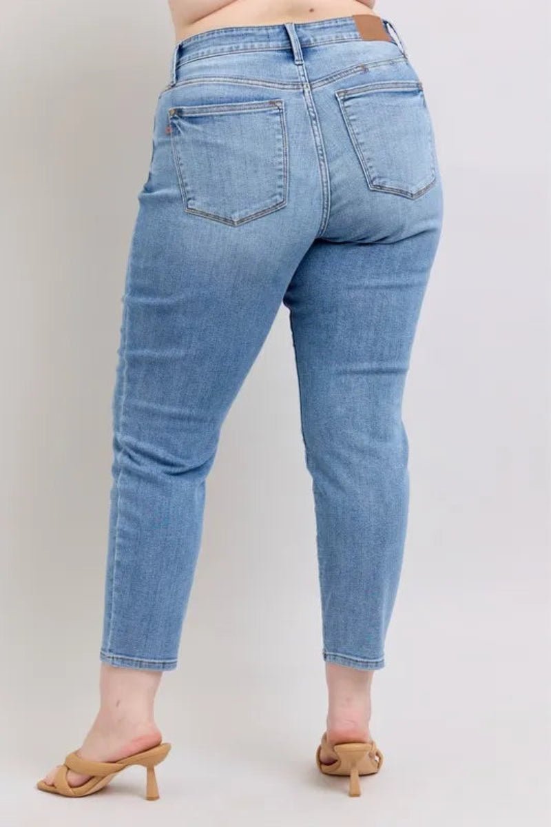 Mid Rise Wash Slim Jeans with Cell Phone Pocket - Deb Shops