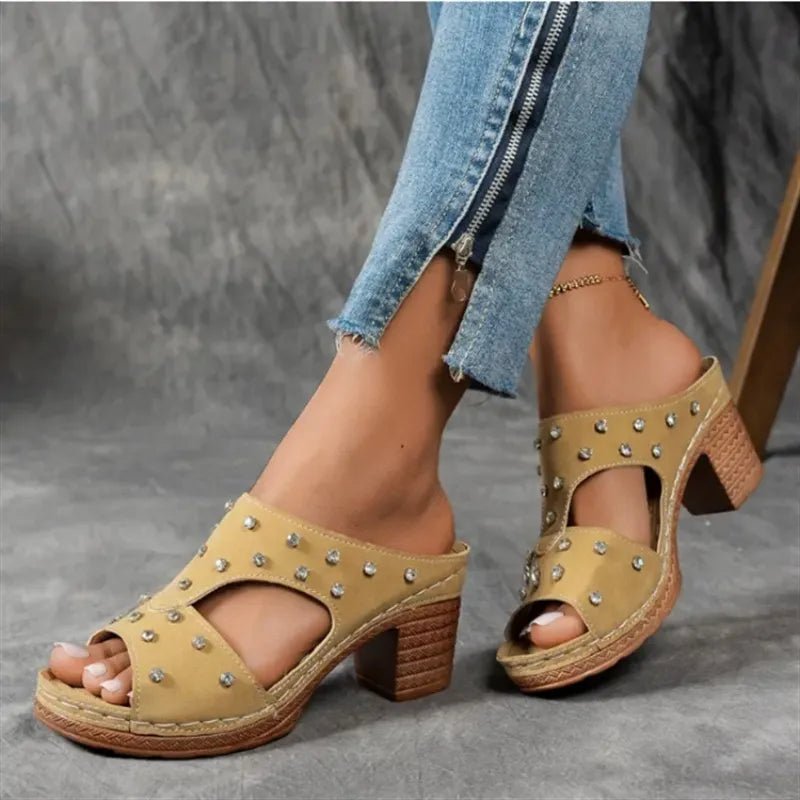 Open Toe Block Heel Sandals - Deb Shops