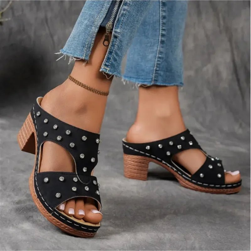 Open Toe Block Heel Sandals - Deb Shops