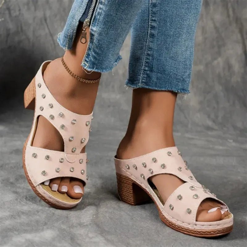Open Toe Block Heel Sandals - Deb Shops