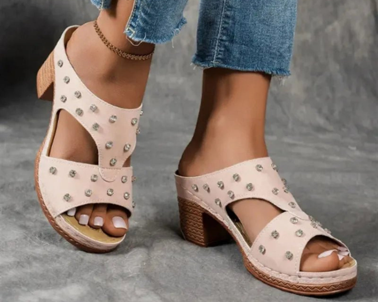 Open Toe Block Heel Sandals - Deb Shops