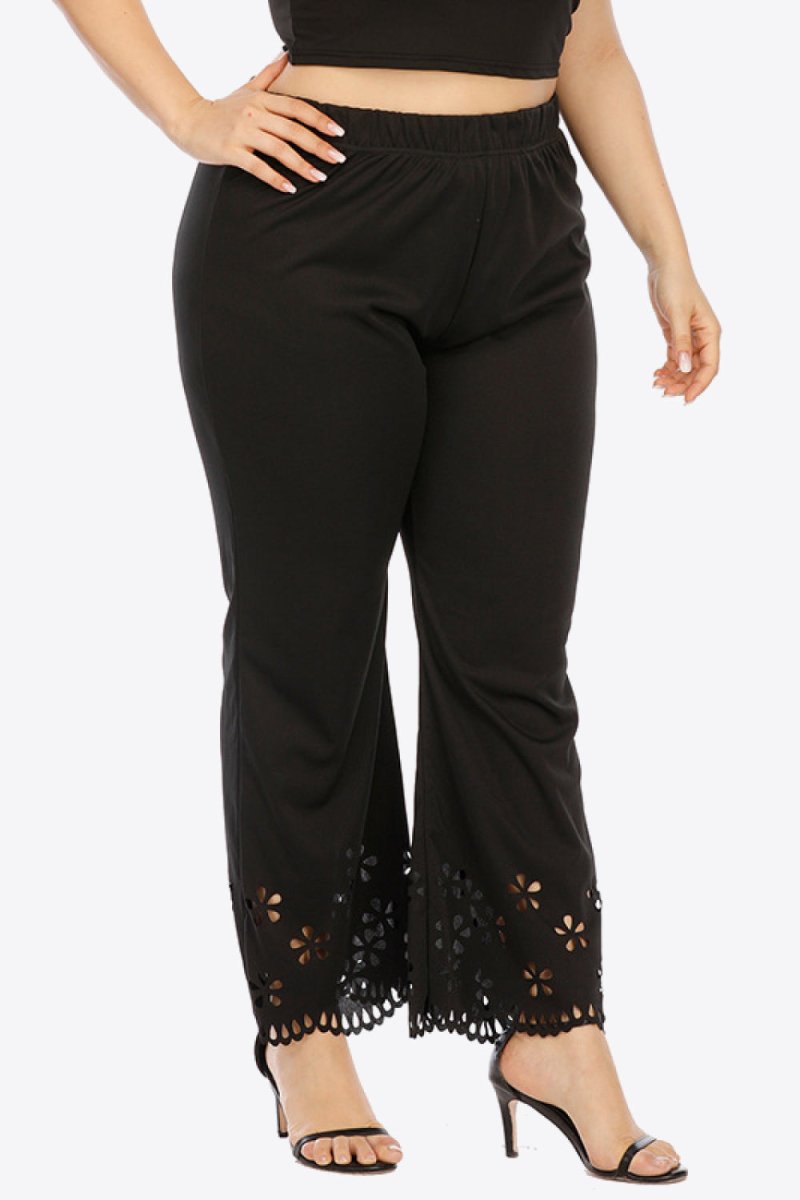 Openwork Elastic Waist Pants - Deb Shops